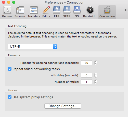 Cyberduck system preferences for proxies